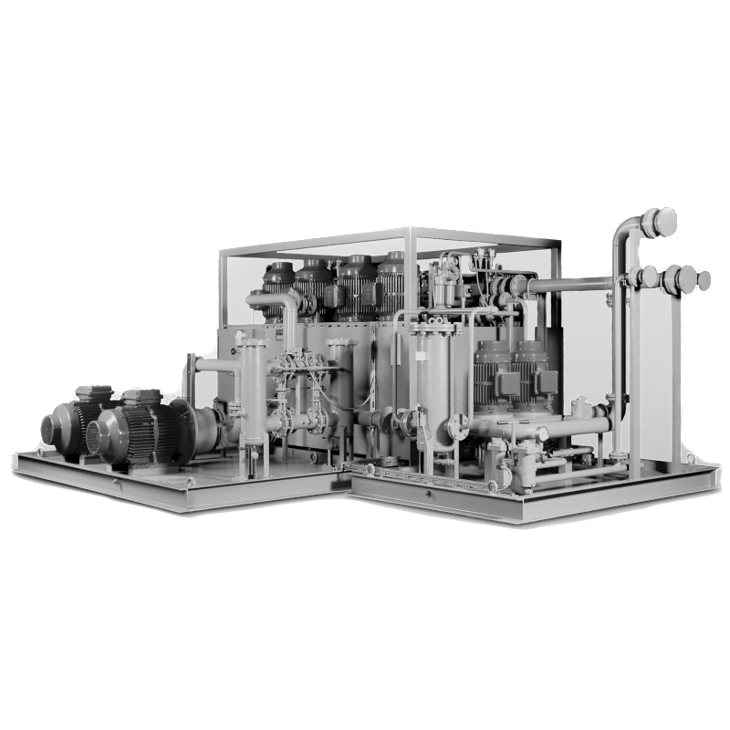 Oil supply system with container and base plate